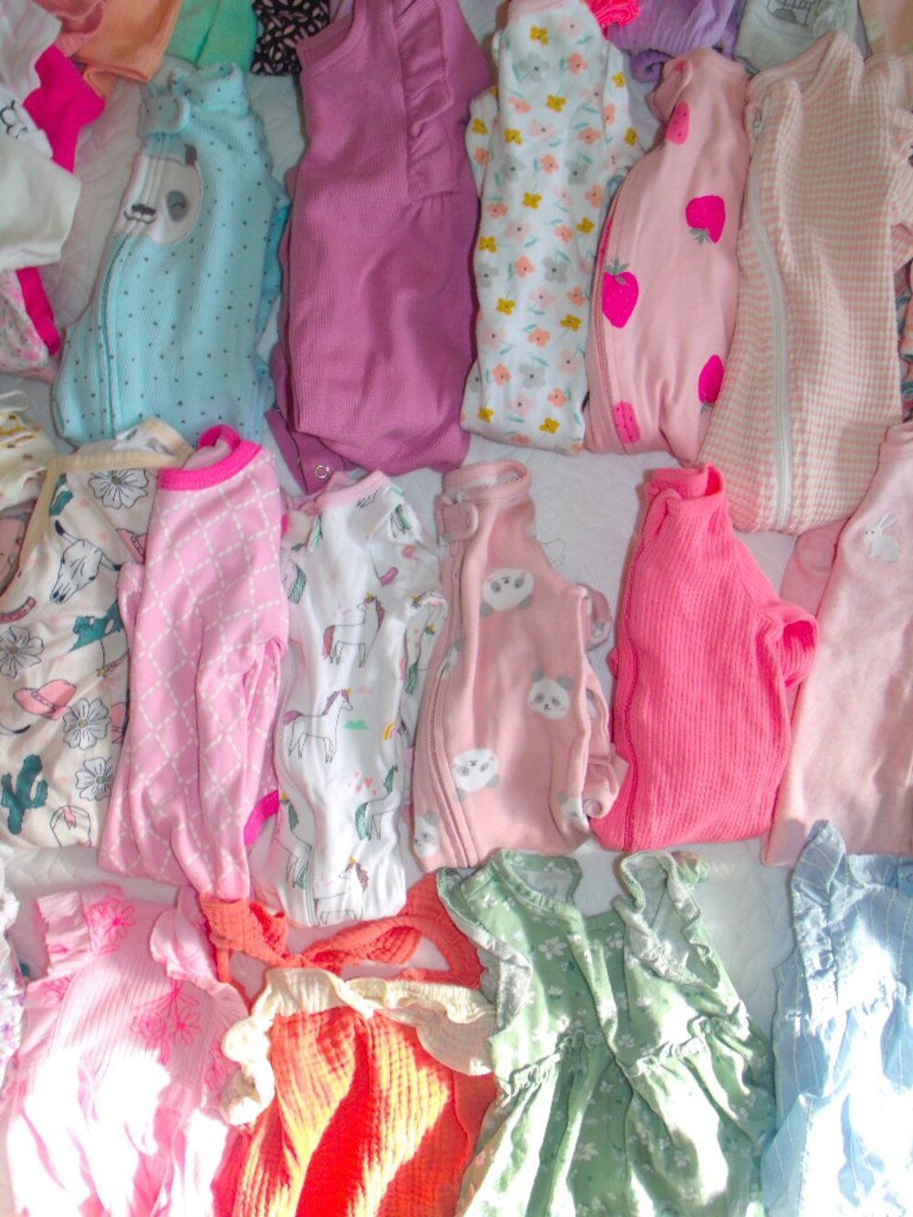 Adorable Baby Girl Sz Newborn ,0-3 3 Carter's Bodysuits Pajamas Clothes Bundle